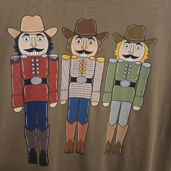 Fun Western Cowboy Nutcracker Novelty Short Sleeve Tee 100% Cotton Size Medium. - Picture 1 of 5